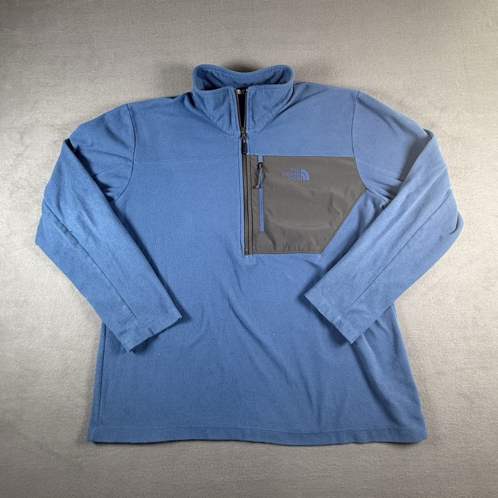 The North Face Long Sleeve 1/2 Zip Fleece Pullover Teal Blue Sweater Men's Sz XL